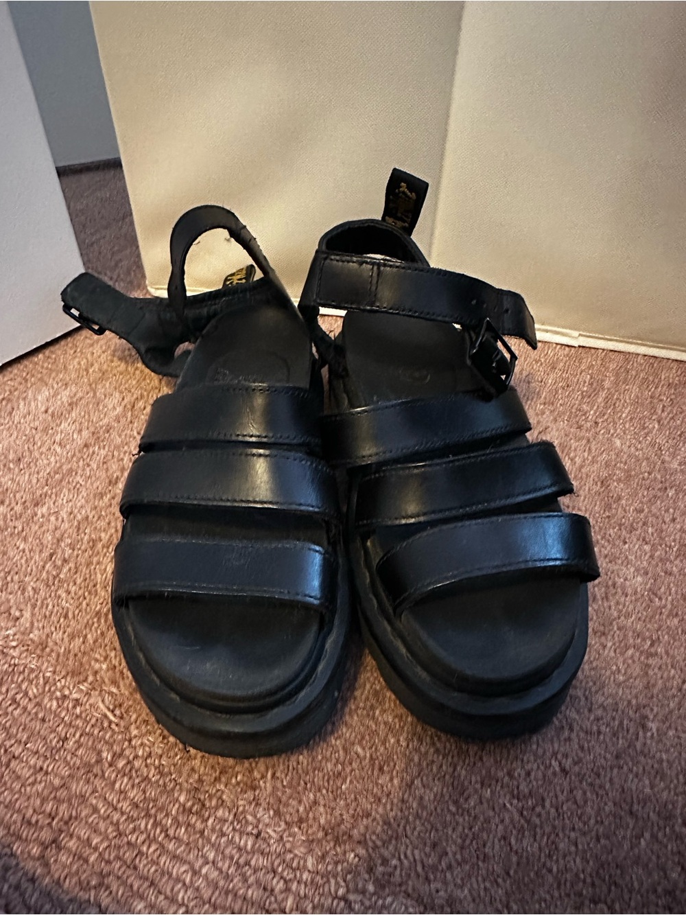 Dr. Martens Black Triple-Strap Leather Sandals